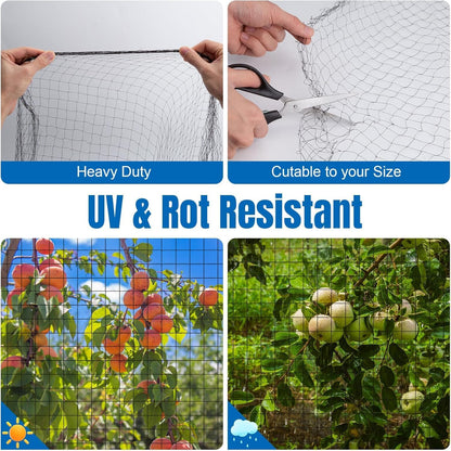 Bird Netting for Garden - 25'x50' Poultry Netting with 3/4" Square Mesh Net for Chicken Coop Protection, Heavy Duty Nylon for Bushes Fruit Tree Against Aviary, Deer, Squirrel
