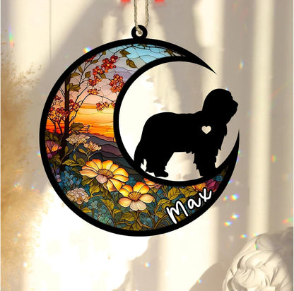Personalized Dog Memorial, Custom Name Bearded Collie Dog Christmas Ornament with Name, Custom Breeds, Pet Loss Light Catcher, Gifts for Lovers Loss of Pet Sympathy on Mothers Day Christmas