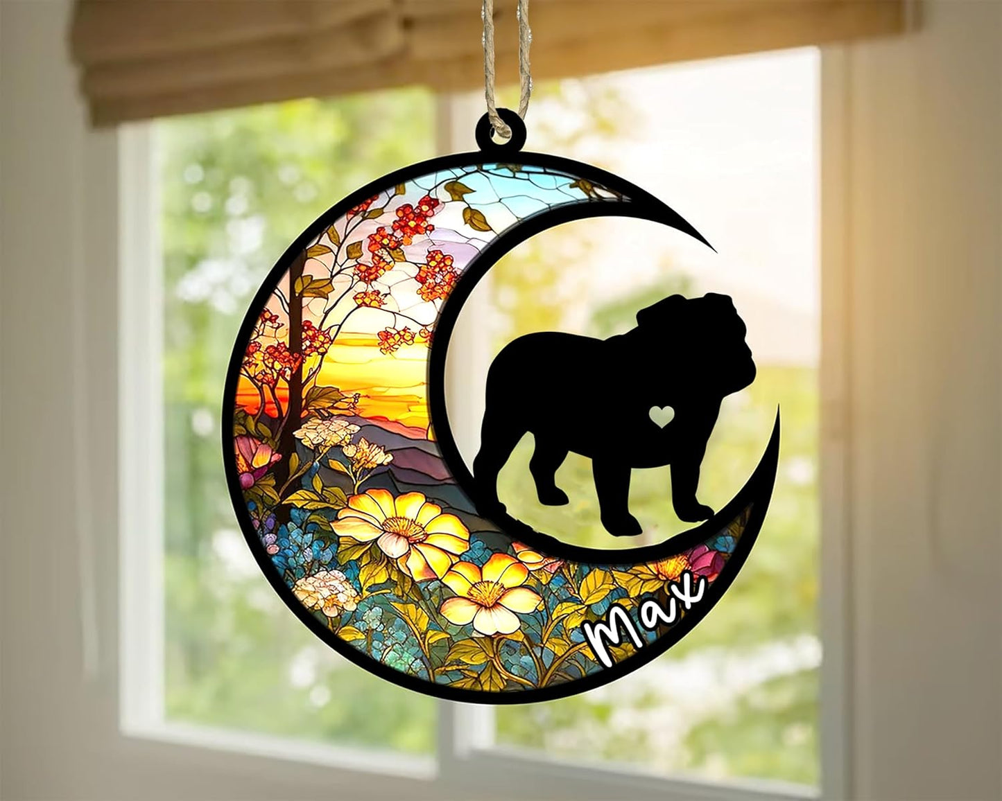 Personalized Dog Memorial, Custom Name Bulldog Dog Christmas Ornament with Name, Custom Breeds, Pet Loss Light Catcher, Gifts for Lovers Loss of Pet Sympathy on Mothers Day Christmas