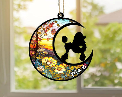Personalized Dog Memorial, Custom Name Poodle Dog Christmas Ornament with Name, Custom Breeds, Pet Loss Light Catcher, Gifts for Lovers Loss of Pet Sympathy on Mothers Day Christmas