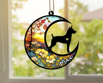 Personalized Dog Memorial, Custom Name Rat Terrier Dog Christmas Ornament with Name, Custom Breeds, Pet Loss Light Catcher, Gifts for Lovers Loss of Pet Sympathy on Mothers Day Christmas