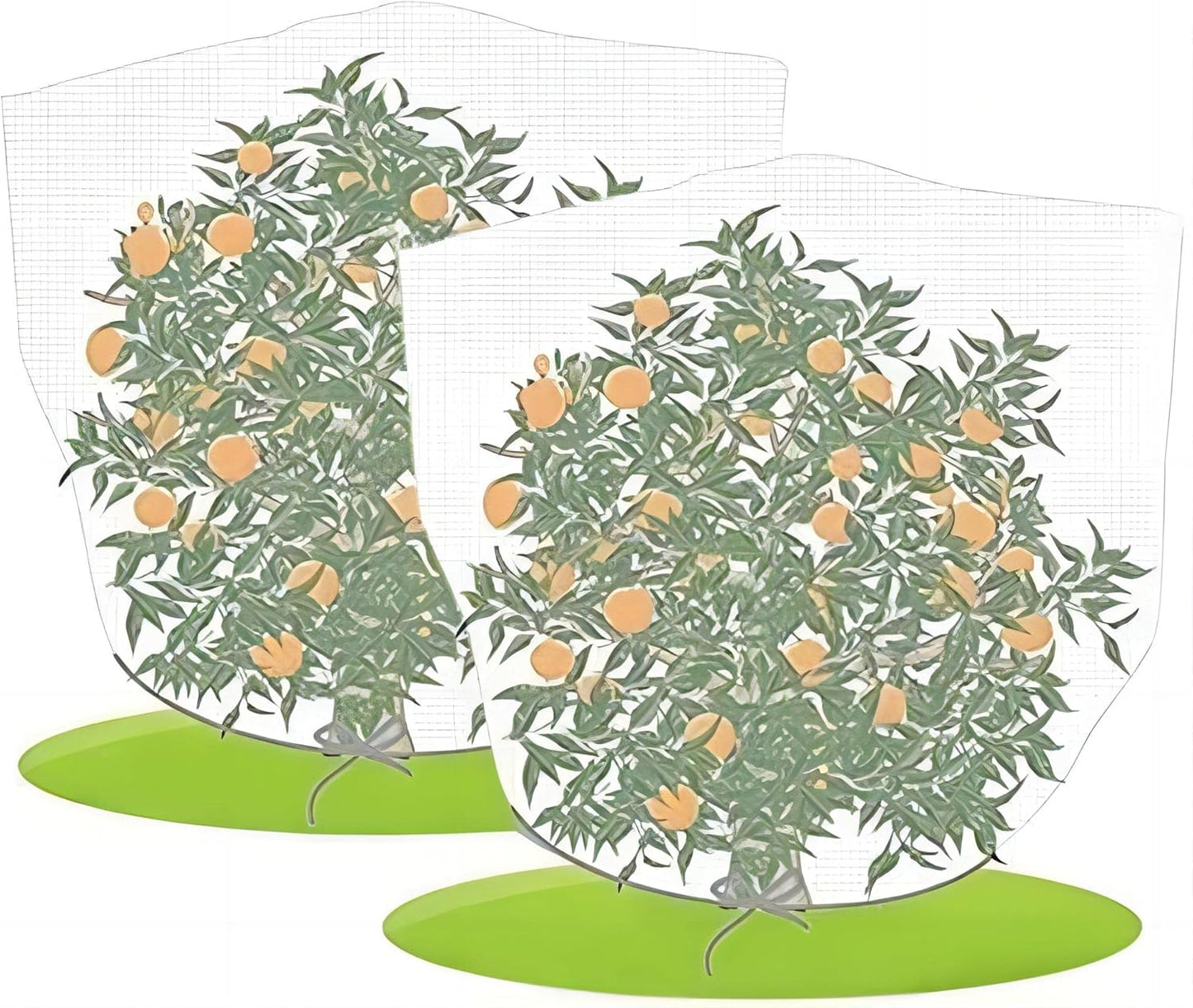 Agfabric Bird Netting 39" Hx39 W Garden Netting Insect Pest Barrier,Plant Cover Fruit Tree Netting Mesh Protection Bag with Drawstring,White,2 Pack