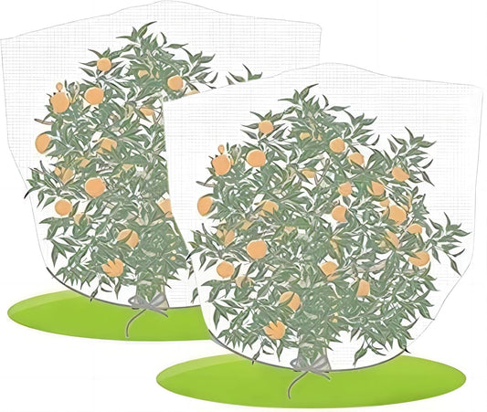 Agfabric Garden Netting 30" Hx60 W Bird Netting Insect Pest Barrier,Plant Cover Fruit Tree Netting Mesh Protection Bag with Drawstring,White,2 Pack
