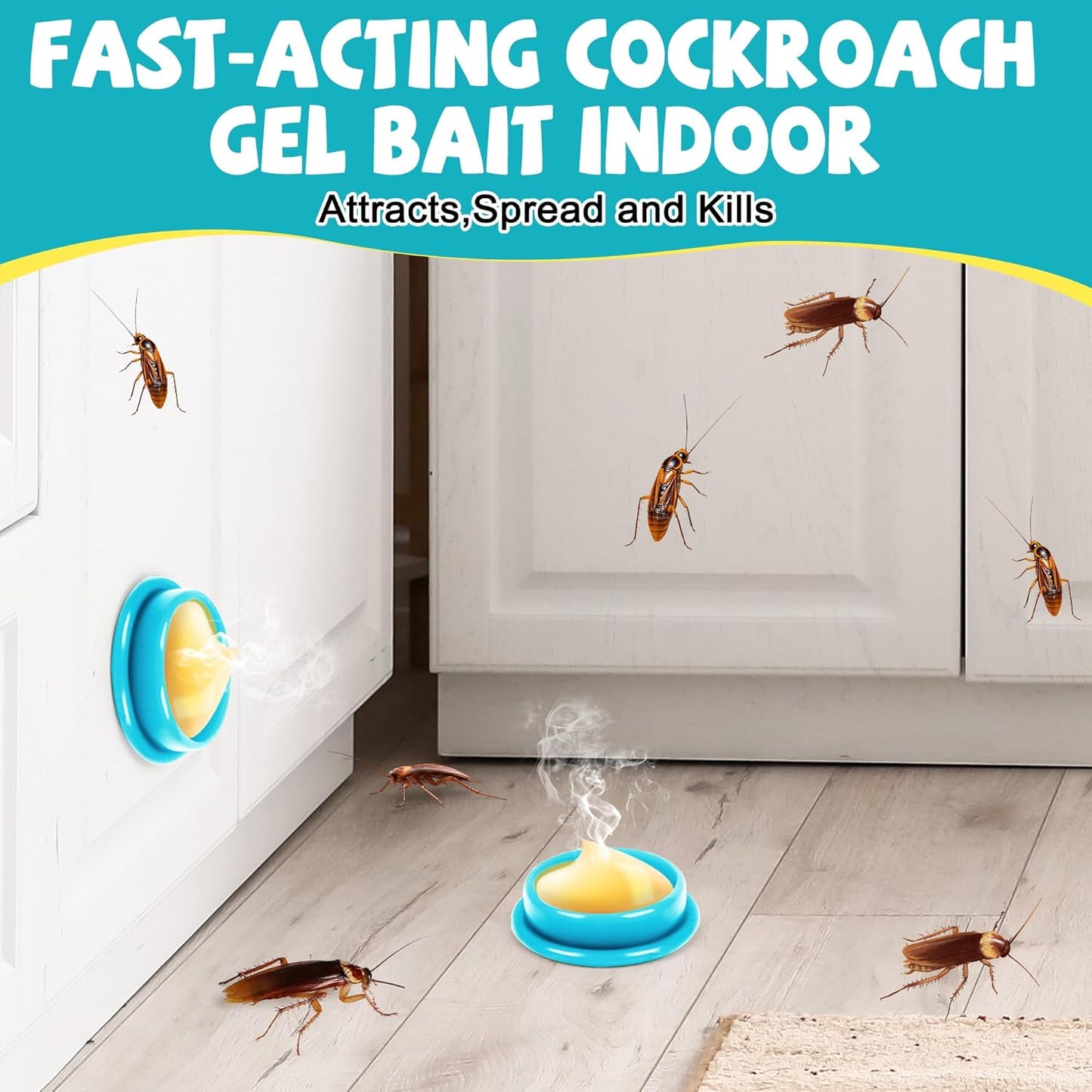 32 Pack Cockroach Gel Bait & Roach Repellent Use for Home, Quick Elimination of Indoor Roach Nests, Easy to Use & No Mess Cockroach Deterrent Indoor for Kitchen Home RV