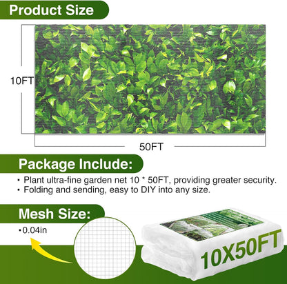 10 X 50FT Garden Mesh Netting Barrier,Fruit Tree Plant Netting for Vegetable Blueberry Bushes Plant Row Cover Screen Protection
