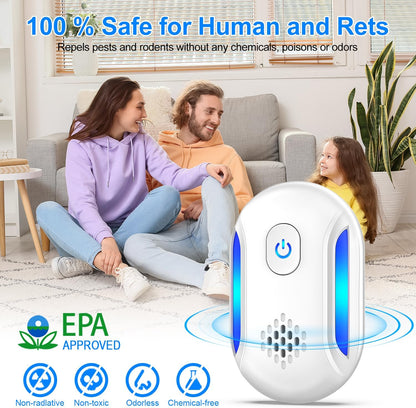 Upgraded Ultrasonic Repellent, 2025 Indoor Ultrasonic Repeller, Electronic Plug in Pest Control for Bugs,Mosquito,Roach, Ant, Rodent, Mouse, Spider Repellent for House, Warehouse, Garage (6)