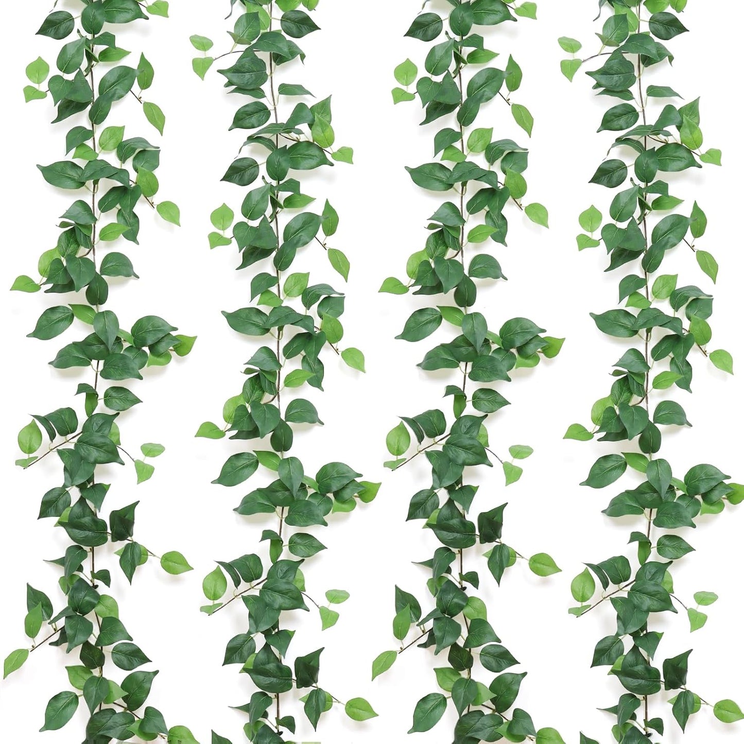 Dremisland 4 Strands Artificial Scindaps Vines Garland 6.7ft Fake Vines Ivy Garland Silk Green Leaves Faux Hanging Plants Greenery Decoration for Bedroom Wall Patio Party Wedding Decor(Ivy, 4PCS)