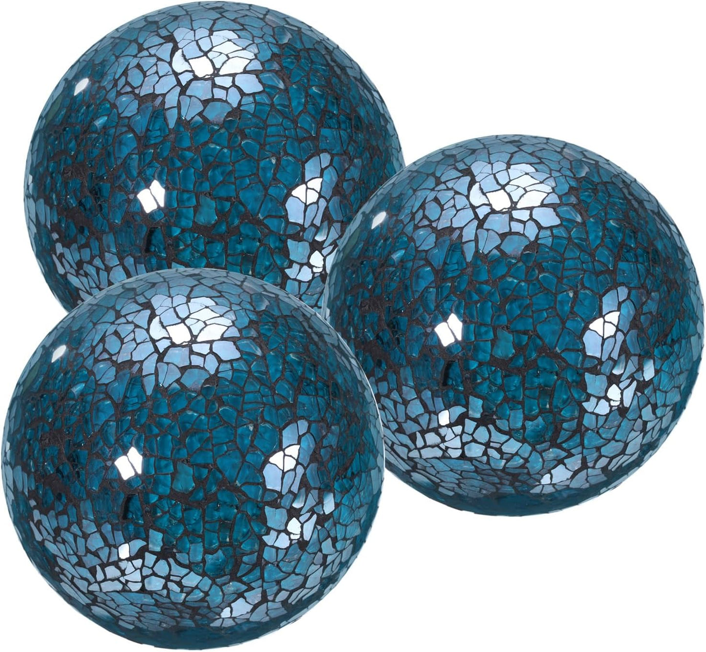 uxcell 4" Decorative Balls, 3 Pcs Mosaic Glass Balls, Decorative Table Sphere Orbs, Centerpiece Balls for Decorating Bowls Vase Tables Wedding Party, Blue