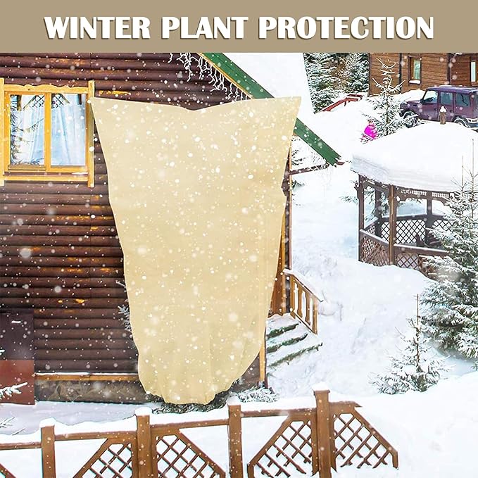 LangRay Plant Covers Freeze Protection, Winter Frost Cloths 2.8oz/yd² with Zipper and Drawstring, Garden Cover Protective Blankets for Outdoor Plants Fruit Palm Olive Trees (79in*94in 1pc)
