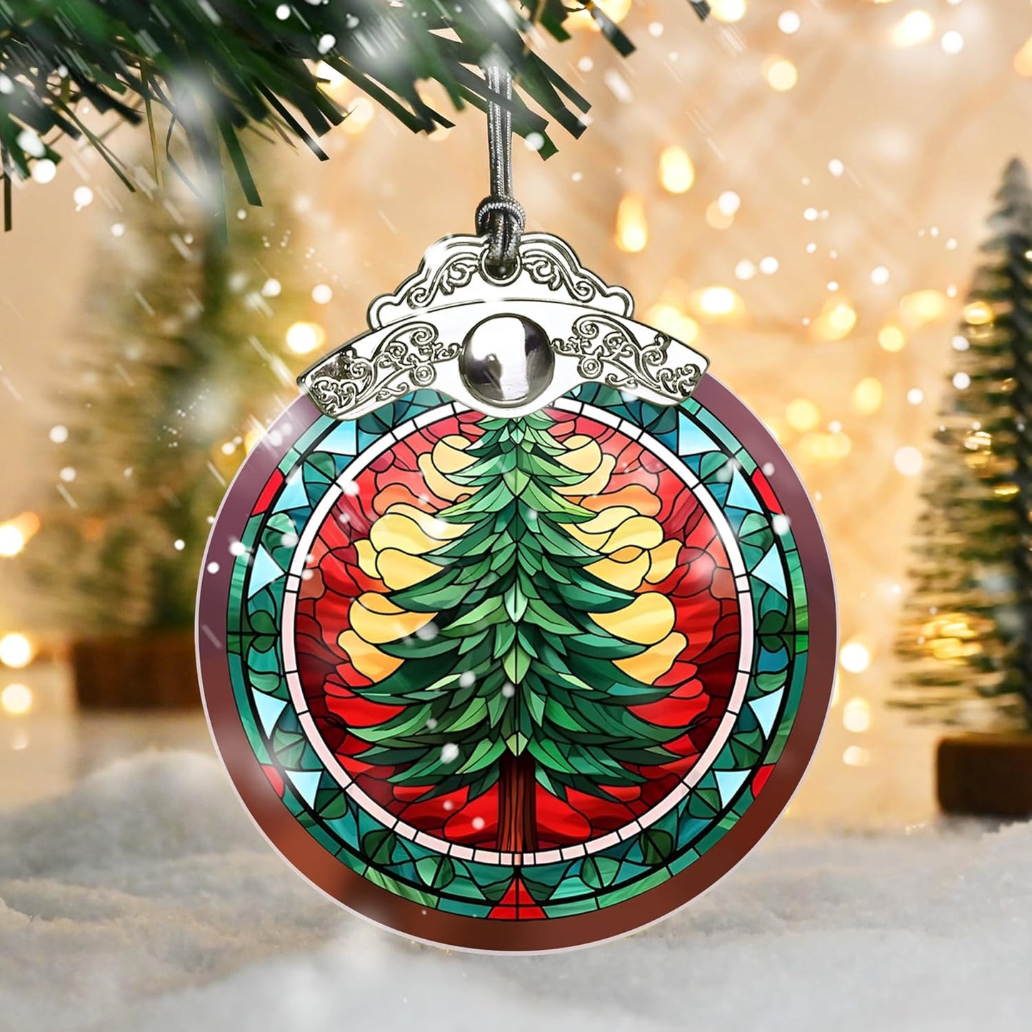Stained Glass Christmas Ornaments, Jocidea Ornaments for Christmas Tree, Christmas Tree Decor, Holiday Decor and Xmas Gifts Ideas