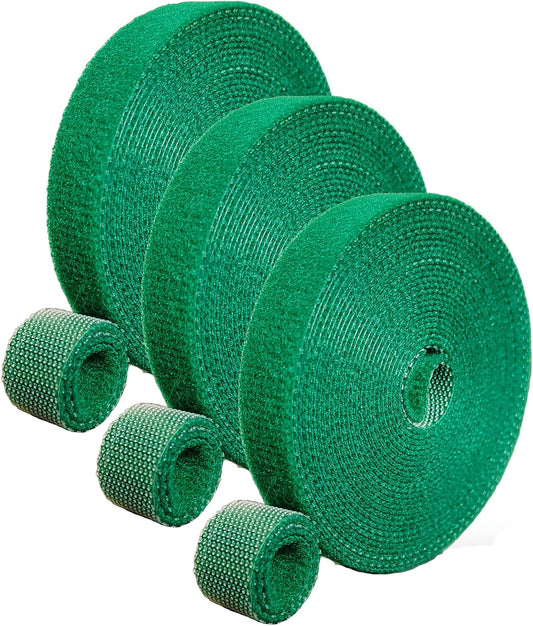 Green Garden Ties|Plant Ties for Climbing Plants 100 feet x1/2‘’in 3 Rolls|Plant Supports for