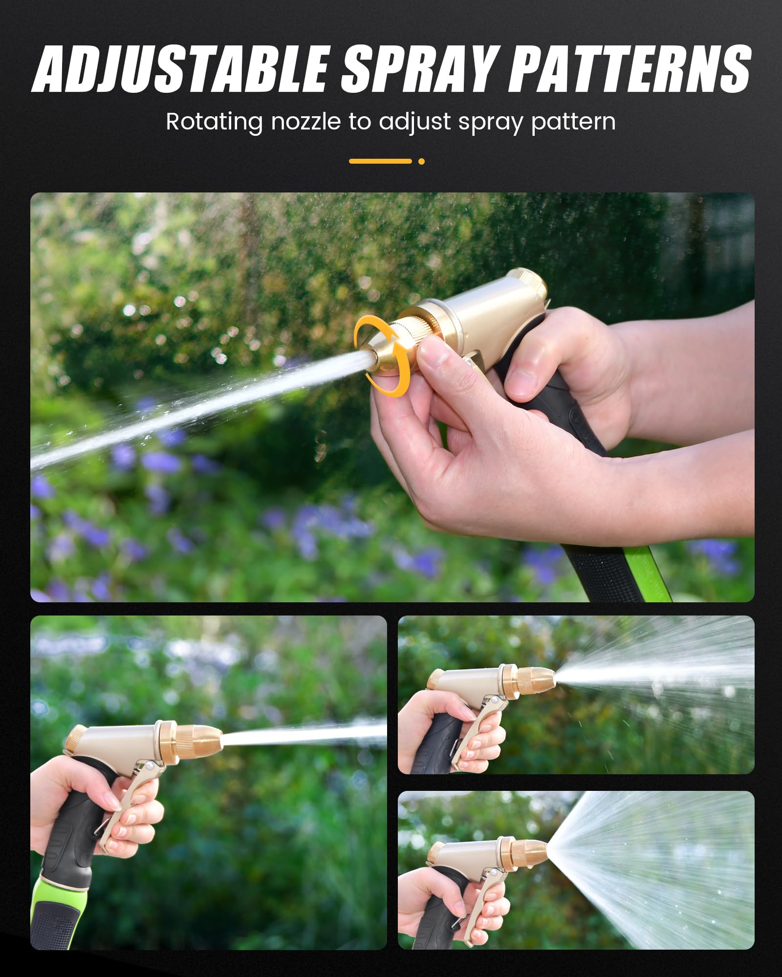 RAINPOINT Garden Hose Nozzle, Upgraded Heavy Duty Metal Spray Nozzle, High Pressure Water Nozzle