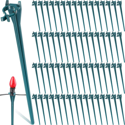 Jetec 400 Pieces Christmas Light Stakes Universal Yard Lawn Holiday 7.5 Inches Light Ground Stakes for C7 C9 String Lights Christmas Outdoor Lights Holders on Yards, Driveways (Green)