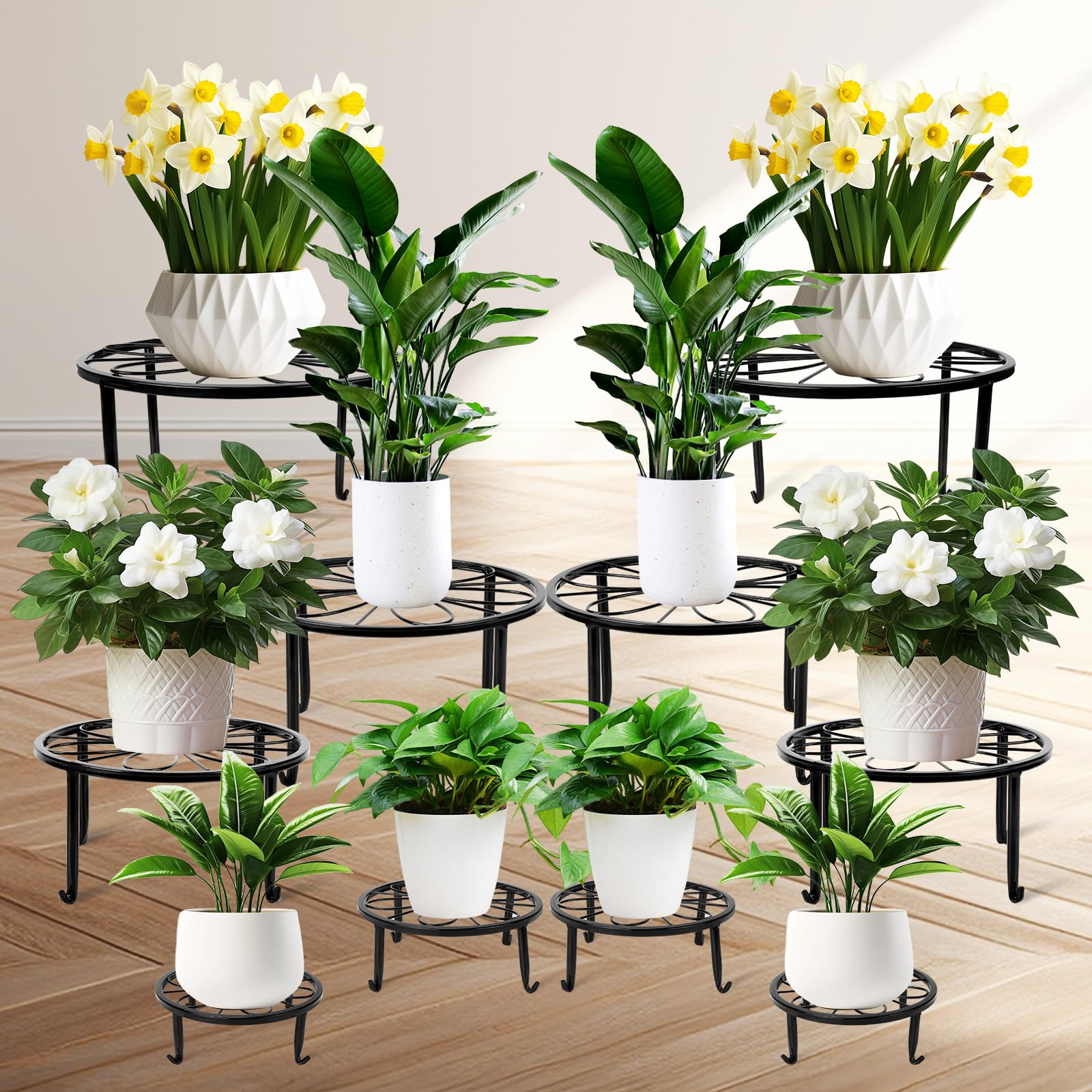 ESRICH 10 Pack Plant Stand, Metal Plant Stands for Outdoor Indoor Plants, Heavy Duty Plant Stands