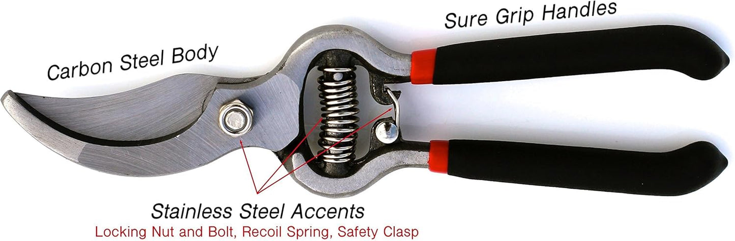 Garden Guru Classic Bypass Pruning Shears Clippers – Heavy Duty Forged Steel Pruners – Non Slip Comfort Grips – Cuts up to 1” Diameter – Professional Bypass Pruners Black - 1 Case (60 Pcs)