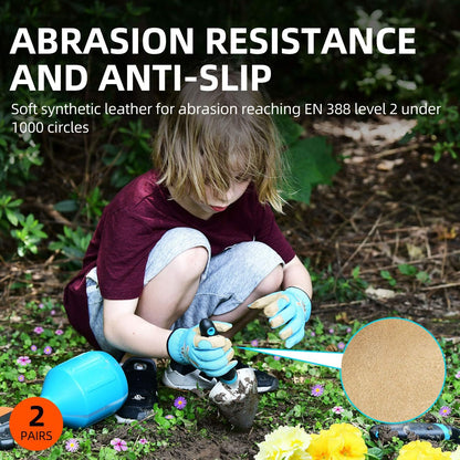 Vgo... 2Pairs Age 6-7 Kids Gardening, Lawning, Working Gloves(Size L, 2Colors, KID-SL7362)