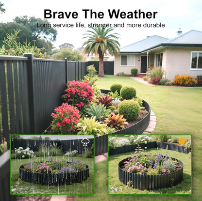 Corrugated Metal Garden Edging 6" x 50Ft, Sturdy Lawn Edging Border, Landscape Edging Border for Lawn, Flower Bed, Garden and Yard (Black, 6 * 50Ft)