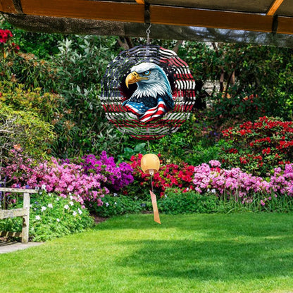 10 Inch 3D Flag Eagle Wind Spinner, Unique Metal Hanging Kinetic Wind Sculpture Ornament Gifts for Women Yard Art Garden Patio Lawn Indoor Outdoor Decor