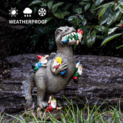 SOWSUN 14" Garden Gnomes Statue Dinosaur Outdoor Decor Gifts for Women