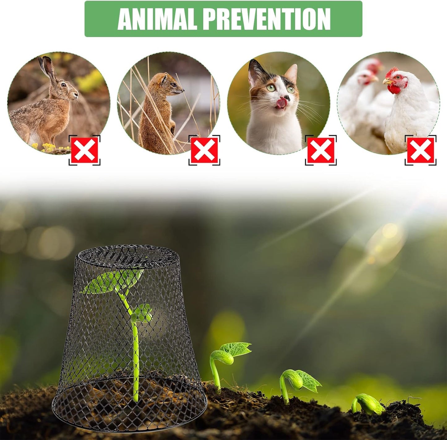 40 Pcs 9 inch Chicken Wire Plant Covers Bulk,Wire Garden Cloches Chicken Wire Cloche Plant Protector Metal Heavy Duty Garden Plant Cloche for Keeping Bunnies Chicken Squirrels Birds Other Out