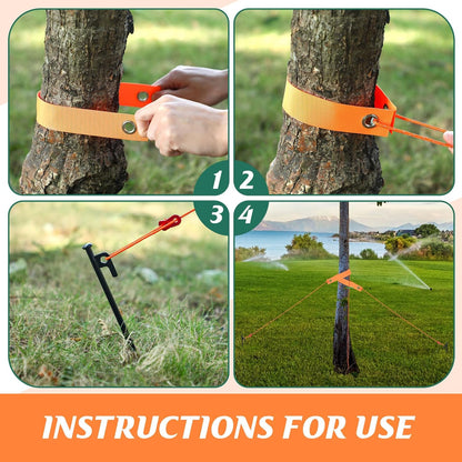 Sintuff 36 Pcs Heavy Duty Tree Stake Kits Stake and Support for Young Leaning Tree Anchor Straightening Kit, 15.8'' Support Straps, 11.8'' Steel Stakes, 13.12ft Rope(Orange, Black)