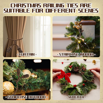 Shappy 36 Pieces Christmas Garland Banister Ties Christmas Decorative Reusable and Flexible Twist Ties for Garland, Banister Home Decoration (Brown)