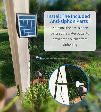 Solar Auto Drip Irrigation Kit System, Solar Powered Plants Watering System, Self Watering Devices Supported 15Pots with 6Timing Modes, Irrigation System for Indoor and Outdoor,Balcony Patio & Garden