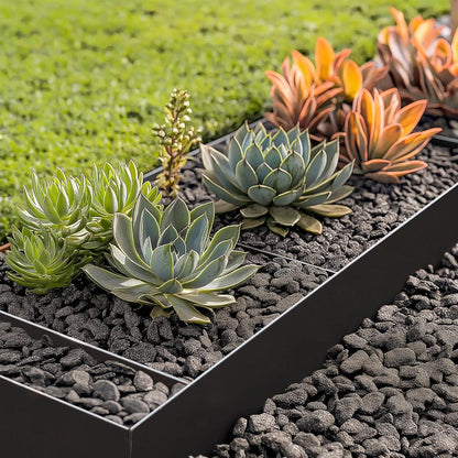 6-Pack Galvanized Steel Landscape Edging w/Black Powder Coating - 40" L x 6" H Bendable Metal Strips - Hammer-in Edge Border w/ 7 Clips for Lawn, Yard Pathway Divider (20Ft Total) #LYLB06BK-US