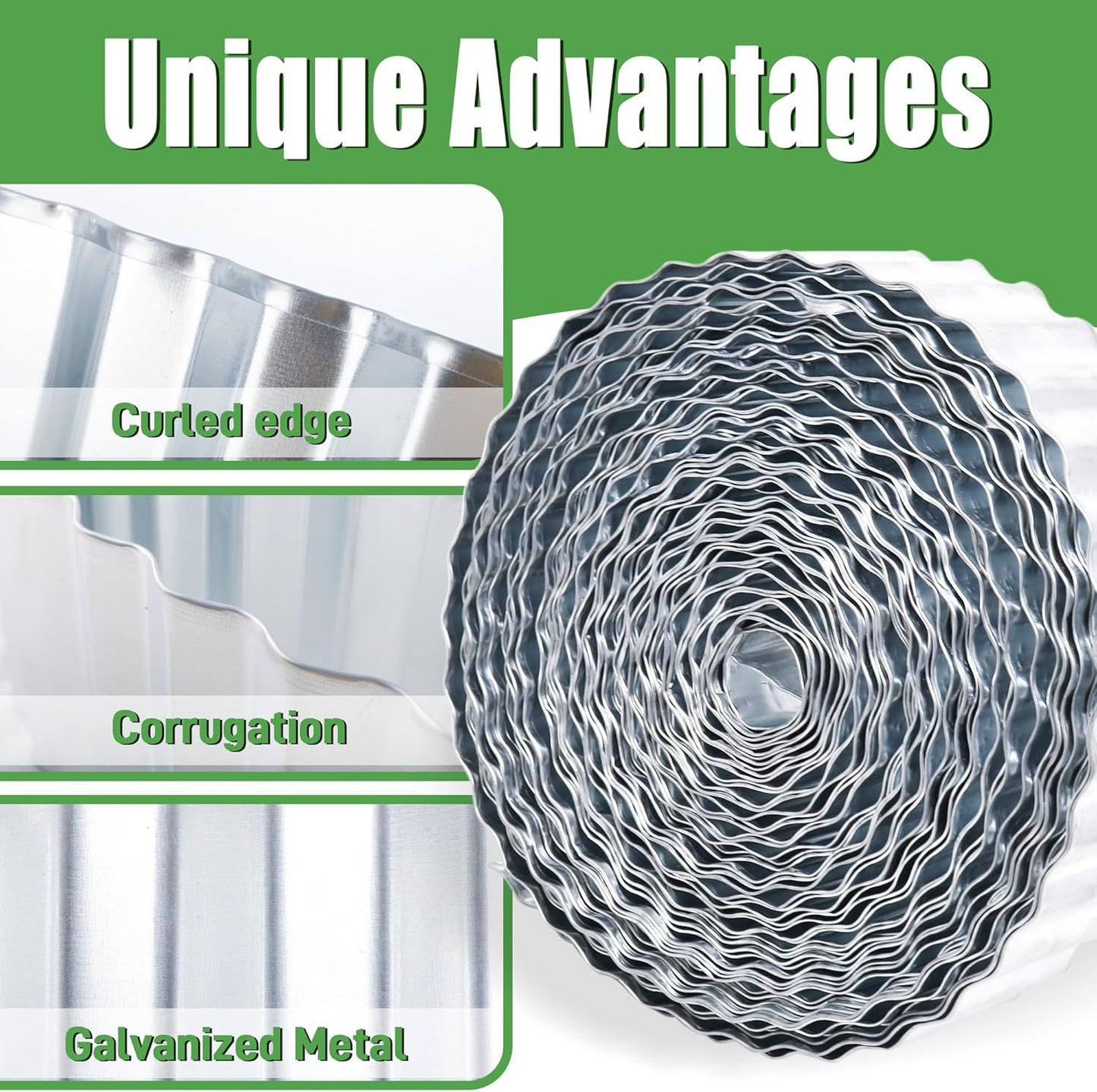 Metal Corrugated Garden Edging, 6" x 50Ft Landscape Edging Border for Garden and Flower Bed, Garden Edging Border for Landscaping, Lawn and Yard, Silvery