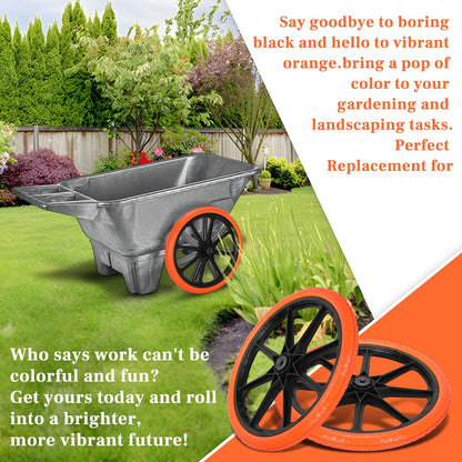 Upgraded 20x1.95" Flat Free Tires Compatible with rubber-maid Wheelbarrow Wheels, 20" Flat Free Tires with 3/4" Bearing Replacement for rubber-maid Cart Wheels/Big Wheel Utility Carts(3/4" Bearing)