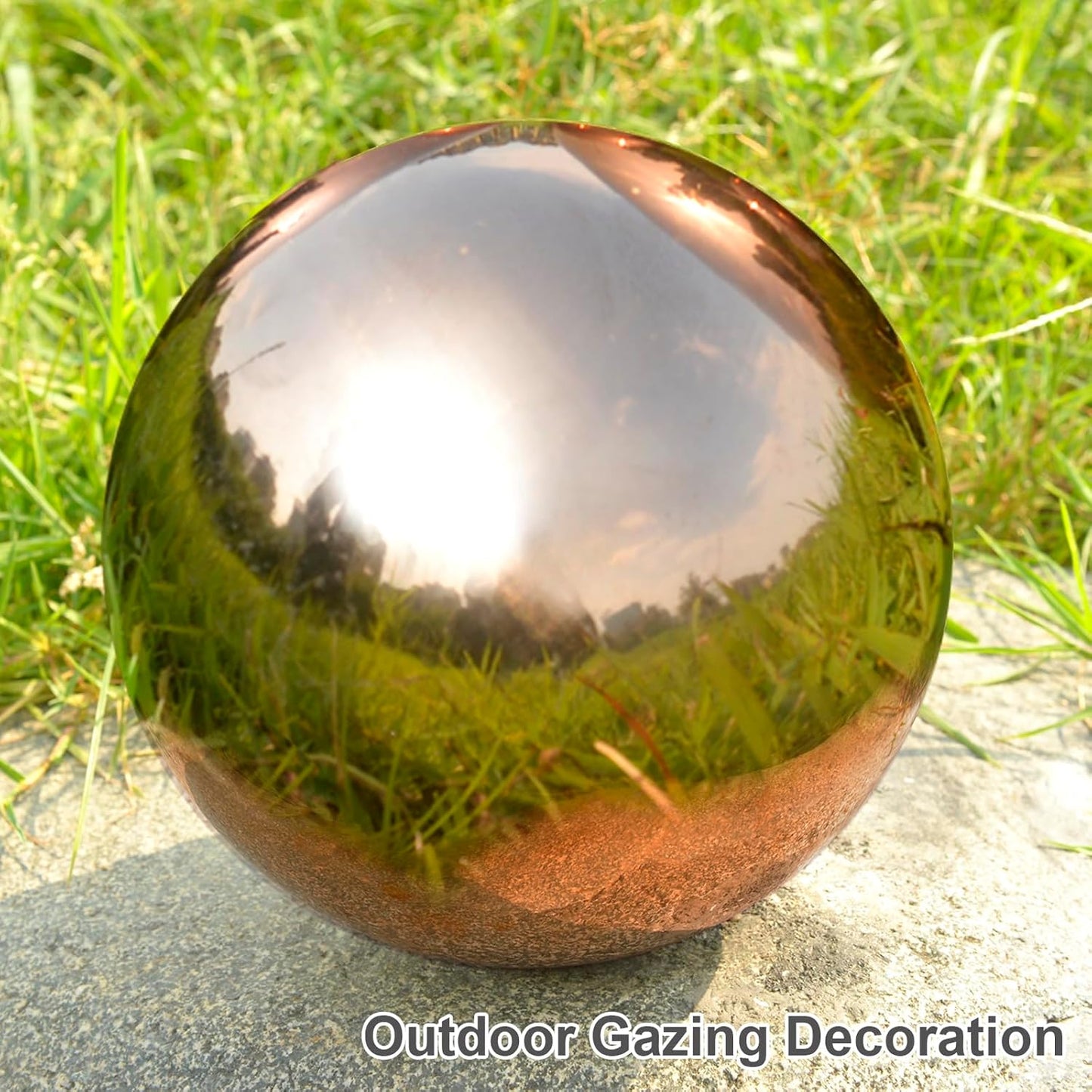 Nerien 6 Inch Gazing Ball, Stainless Steel Garden Mirror Globe, Polished Ornament Sphere, Hollow Floating Reflective Hemisphere, Home Outdoor Pond Housewarming Swimming Pool Decoration Gift, Rose Gold