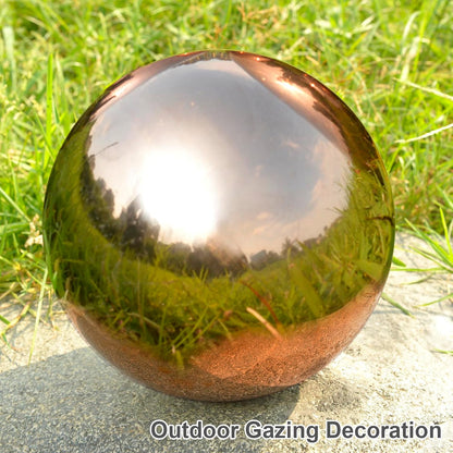 Nerien 12inch Gazing Ball, Stainless Steel Garden Mirror Globe, Polished Ornament Sphere, Hollow Floating Reflective Hemisphere, Home Outdoor Pond Housewarming Swimming Pool Decoration Gift, Rose Gold