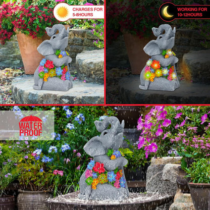 Womens Gifts Solar Statues for Garden Decor, Outdoor Elephant Sculptures for Clearance Lights for Outside Lawn Ornaments Porch Patio Balcony Yard Home Birthday Gifts for Mom Grandma Women