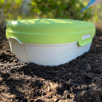 Vego Garden In-Ground Worm Composter Outdoor Farm Compost Bin 8 Gallons BPA-Free Composting System for Raised Garden Beds Lime, Twin Pack