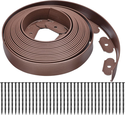 uxcell Landscape Edging, 1Pcs 40FT x 2" - No Dig Garden Edging Kit with 36 Stakes, Landscape Edging Border for Garden Lawn Flower Bed Yard Grass (Coffee)