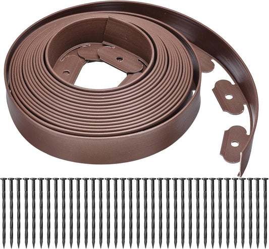 uxcell Landscape Edging, 1Pcs 40FT x 2" - No Dig Garden Edging Kit with 36 Stakes, Landscape Edging Border for Garden Lawn Flower Bed Yard Grass (Coffee)