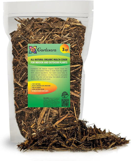 GARDENERA Natural Mulch Cover - Improve Soil Health and Moisture Retention for Thriving Plants - 3 QUARTS