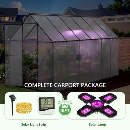 6X12 FT Greenhouses for Outdoors, Heavy Duty Polycarbonate Greenhouse, Large Walk-in Greenhouse with Roof Vent, Aluminum Hot House for Garden,Backyard