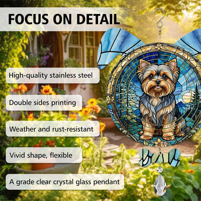 Yorkshire Terrier Dog Ears Wind Spinner, Yorkshire Terrier Wind Spinner Hanging for Yard and Garden (Yorkshire Terrier)