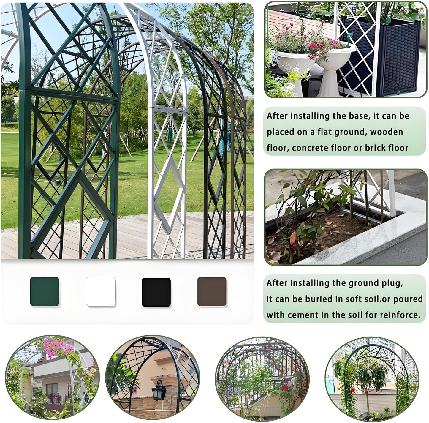 Heavy Duty Garden Arch Trellis, Wide Outdoor Metal Arbor Trellis Arch for Climbing Plants, Sturdy Garden Arbors for Wedding, Ceremony, Party, Lawn Décor Brown 55.1''*15.7''*90.6''