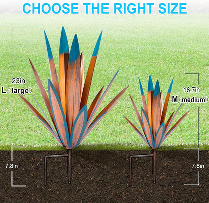 Homight Large Agave Sculpture Rustic Metal Agave Plant Outdoor Interior Decoration Outdoor Lawn Decoration Yard Wooden Posts Matching Garden Suitable for Patio
