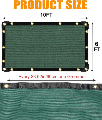 e.share 90% Heavy Duty Shade Cloth for Garden, 6 Ft X 10 Ft Sun Shades Outdoor Patio with Grommets for Plant Covers,Porch Screen,Pergola Shade Cover,Greenhouse,Green