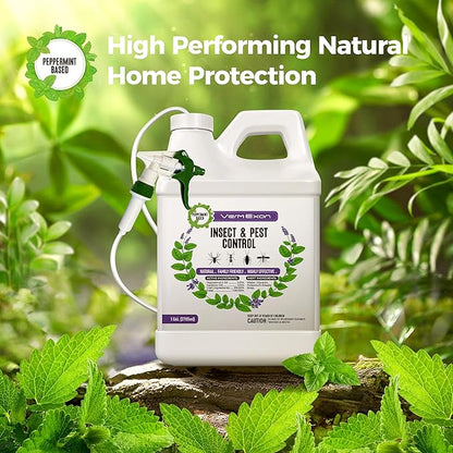 Peppermint Oil Insect & Pest Control Spray – 128oz Natural Plant-Based Bug Killer for Spiders, Ants, Flies, and Other Insects, Safe for Home & Kitchen Use