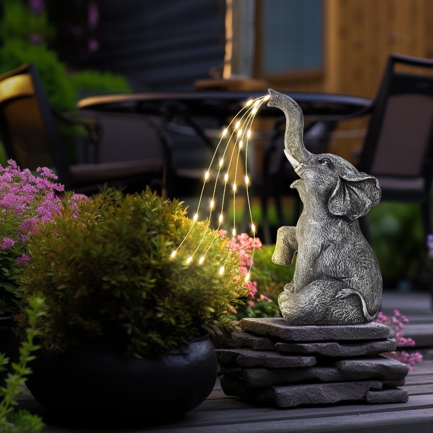 GIGALUMI Elephant Statue Solar Garden Yard Decor Outdoor Gifts for Women