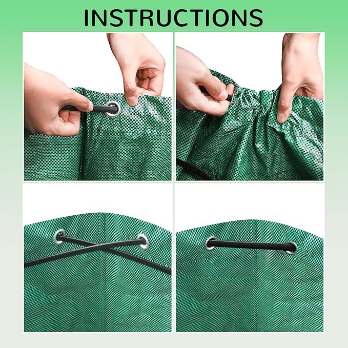 Leaf Collector Bag with Lid, Shoulder Strap, and Drawstring – Reusable Yard Garden Bag for Leaves and Lawn Trash, Perfect for Leaf Removal, Yard Clean-Up (Without lid, 48 Gallon)