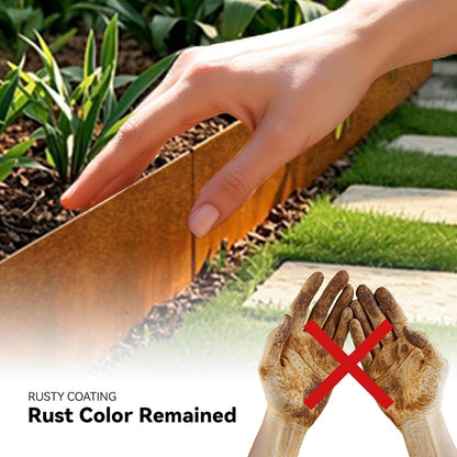Worth Galvanized Steel Landscape Edging 8" x25' Metal Garden Edging Roll Flexible Bender Border with 8Pcs Stakes for Lawn, Flower Bed Edges, Rust-Colored Painted