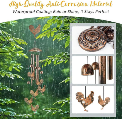 Chicken Wind Chimes for Outside,Gardening Gifts for Chicken Lover，Women，Men，Mom，Birthday Party Decorations,Memorial Gifts,Wind Chimes Outdoors，Indoors，Room，Home，Garden，Patio,Yard,Rooster Decor