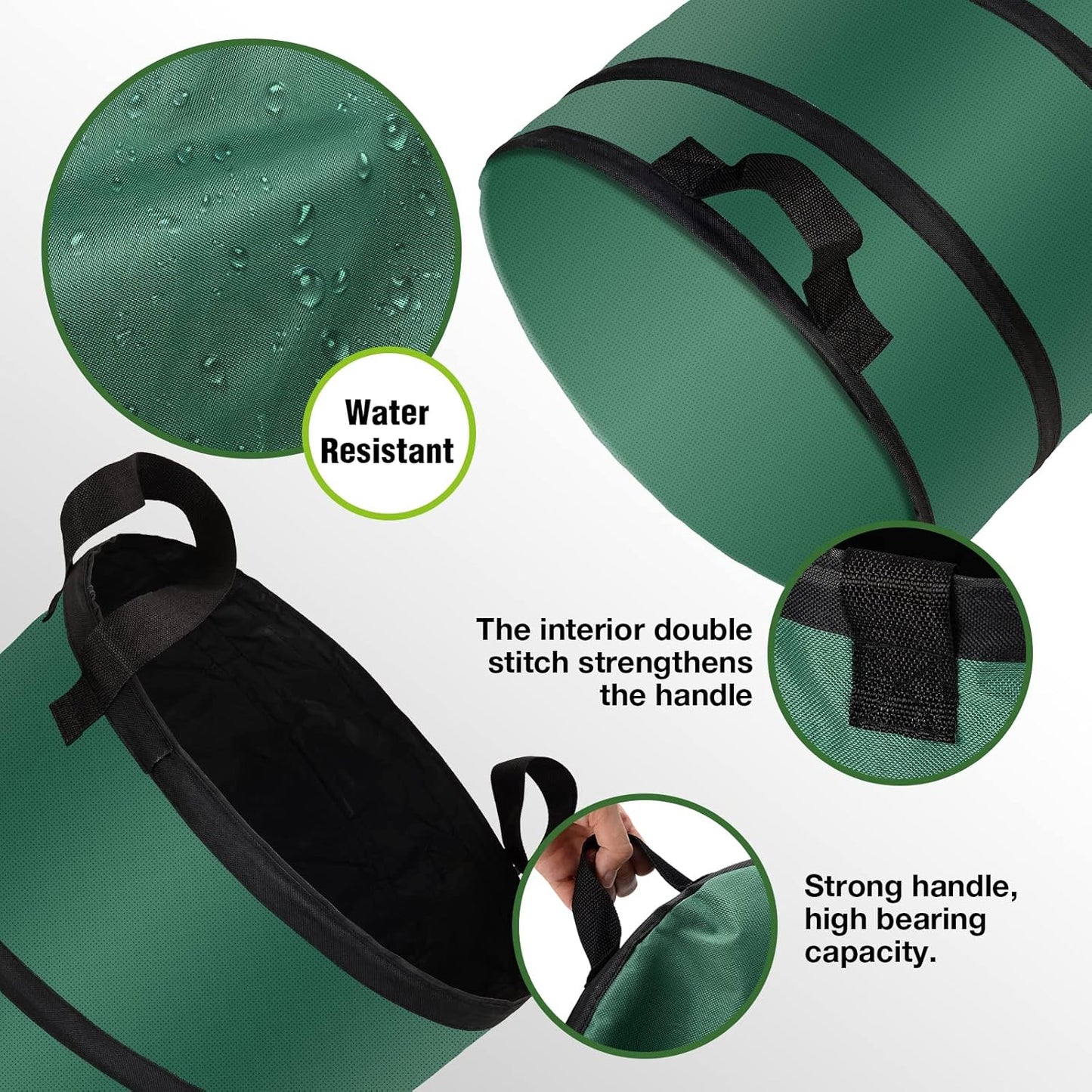 Pop Up Trash Can and Recycling Bins, 14x16 in, Collapsible Camping, Outdoor, 600D Waterproof Oxford Cloth Reusable Yard Waste Bags (2Pcs-10 Gallons)