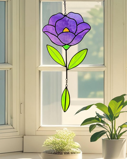 Flower Suncatchers, Stained Glass Window Hangings, Garden Suncatchers for Window and Wall Decor