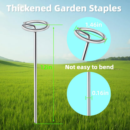 12 Inch 120Pcs Thick 8 Gauge 0.16 in Circle Top Landscape Fabric Pins Hard Holding,Galvanized Landscape Fabric Stakes, for Tent, Weed Barrier Fabric, Plant Cover,Landscape Pins Stronger Not Easy Bend